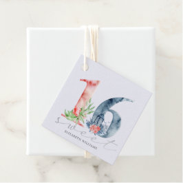 waterverf bloem schrift zoete zestien gunst tag bedankjes labels