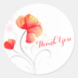 Waterverf bloem sinaasappel bruiloft dank u sticke ronde sticker