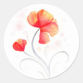 Waterverf bloem sinaasappel trouwzegel / sticker