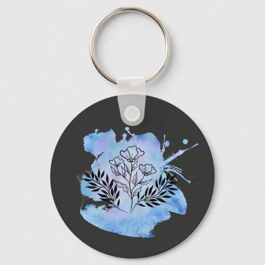 waterverf bloem sleutelhanger (Voorkant)