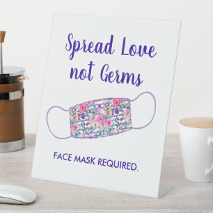Waterverf Bloem Sociale Afstand Gezichtsmasker Reclamebord Met Voetstuk