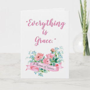 Waterverf Bloem St. Therese van Lisieux Citaat Kaart