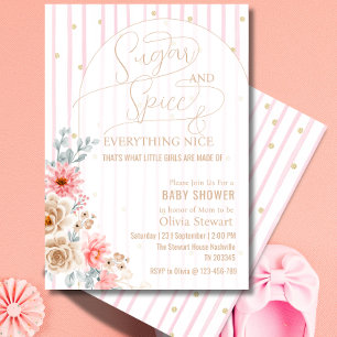Waterverf Bloem Suiker en kruid Baby shower Kaart