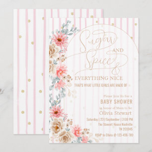 Waterverf Bloem Suiker en kruid Baby shower Kaart