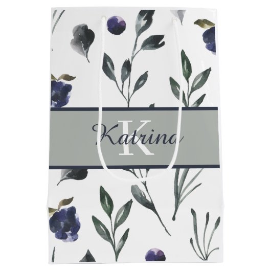 Waterverf bloem tas met monogram medium cadeauzakje (Achterkant)