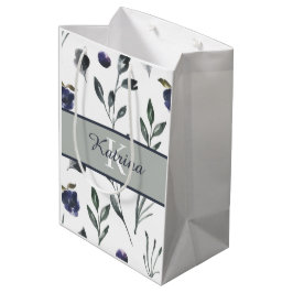 Waterverf bloem tas met monogram medium cadeauzakje