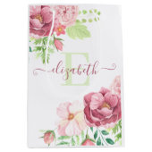 Waterverf bloem tas met monogram medium cadeauzakje (Voorkant)