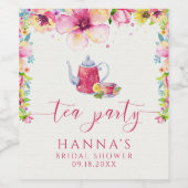 Waterverf Bloem Thee Party Wijn Etiket (Enkel label)