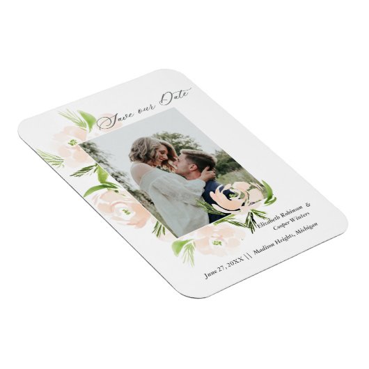 Waterverf bloem trendy Save the Date Kaart Magneet (Rechterzijde)