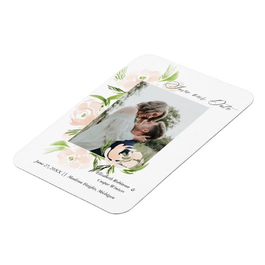 Waterverf bloem trendy Save the Date Kaart Magneet (Linkerzijde)