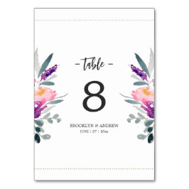 Waterverf Bloem Trouwtafel Nummers Kaart
