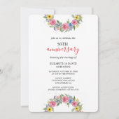 waterverf Bloem Unieke 50ste Verjaardag bruiloft Kaart (Voorkant)