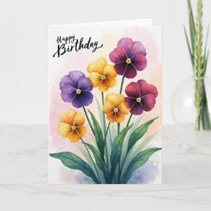 Waterverf Bloem Verjaardagskaart Kaart