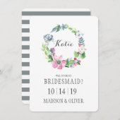 Waterverf Bloem & Vlinder | Bruidsmeisje Kaart (Voorkant / Achterkant)