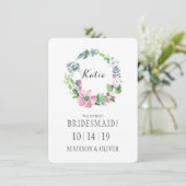 Waterverf Bloem & Vlinder | Bruidsmeisje Kaart (Staand voorkant)