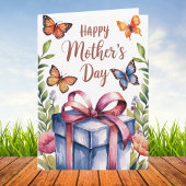 Waterverf Bloem Vlinder Moederdag Kaart