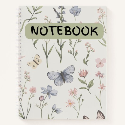 Waterverf bloem & vlinder Spiral Bound notitieboek (Voorkant)