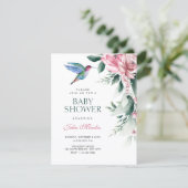 Waterverf bloem vogel babyshower kaart (Staand voorkant)
