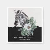 Waterverf Bloem Wild Zebra Safari Bruiloft  Servet (Voorkant)