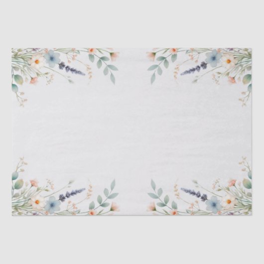 Waterverf Bloem Wildbloem Lente Bruiloft Tissuepapier (Voorkant)
