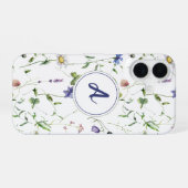 Waterverf Bloem Wildbloem Patroon Monogram iPhone 16 Hoesje (Achterkant horizontaal)