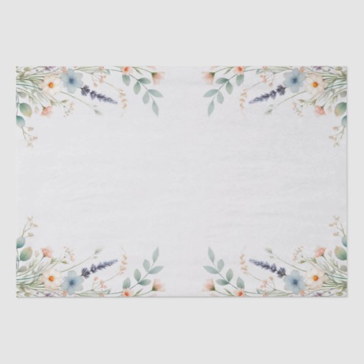 Waterverf Bloem Wilde Bloem Lente Bruiloft Tissuepapier (Voorkant)