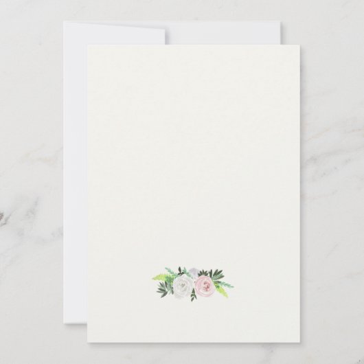 Waterverf Bloem Wit Groen Baby Shower Kaart (Achterkant)