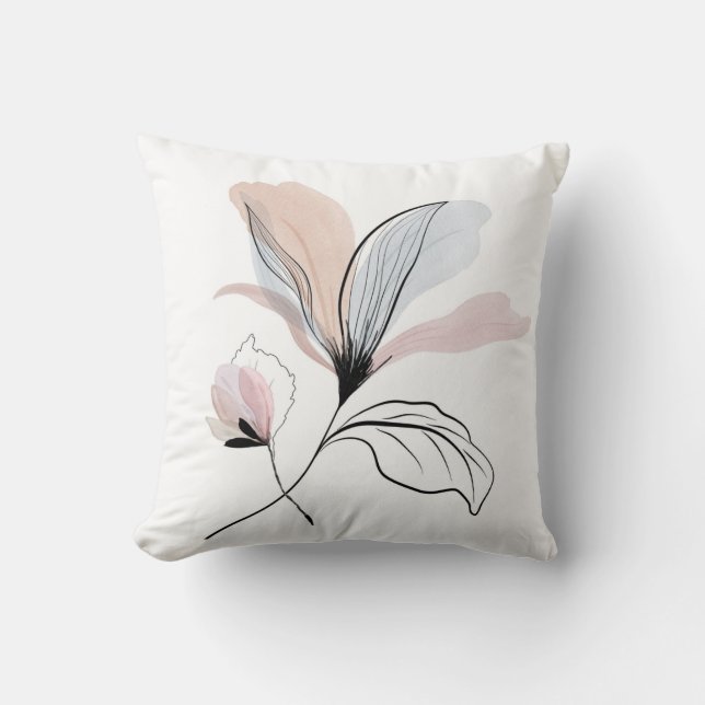 Waterverf Bloem Worp Kussen (Voorkant)