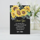 waterverf bloem, zonnebloem, dank u wel! kaart (Staand voorkant)