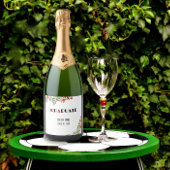 Waterverf bloem zwart wit rood afstuderen sparkling wijnetiket