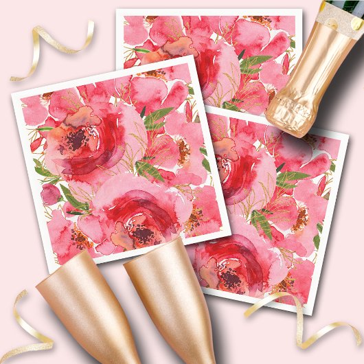 Waterverf Bloemachtige Bruiloftsshower Servetten