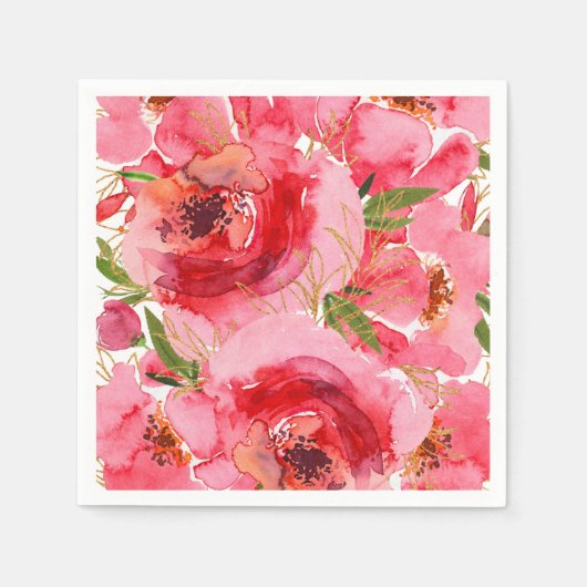 Waterverf Bloemachtige Bruiloftsshower Servetten (Voorkant)