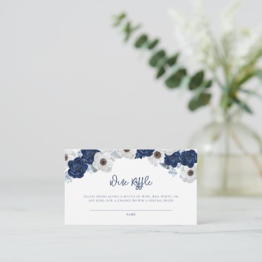 Waterverf Bloemachtige Bruiloftswijn Raffle Informatiekaartje (Staand voorkant)