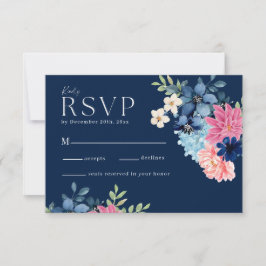 Waterverf bloemblaadjes pastel bruiloft RSVP kaartje