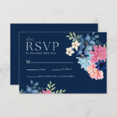 Waterverf bloemblaadjes pastel bruiloft RSVP kaartje (Voorkant / Achterkant)