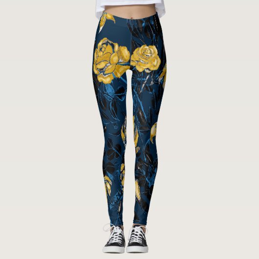 Waterverf bloemblaadjes:  patroon leggings (Voorkant)