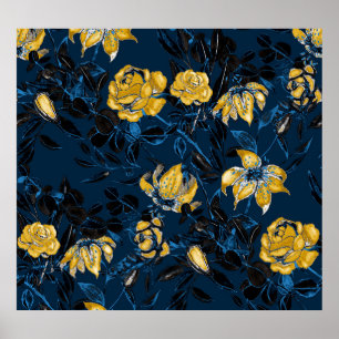 Waterverf bloemblaadjes: patroon poster