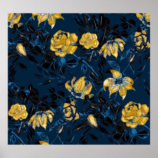 Waterverf bloemblaadjes:  patroon poster (Voorkant)