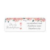 Waterverf bloemblaadjes & prosecco zomer bruidssho etiket (Voorkant)