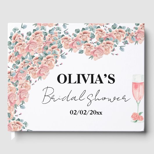 Waterverf bloemblaadjes & prosecco zomer bruidssho gastenboek (Voorkant)