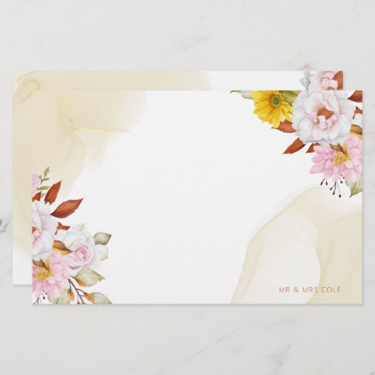 Waterverf bloembladeren briefpapier (Voorkant / Achterkant)