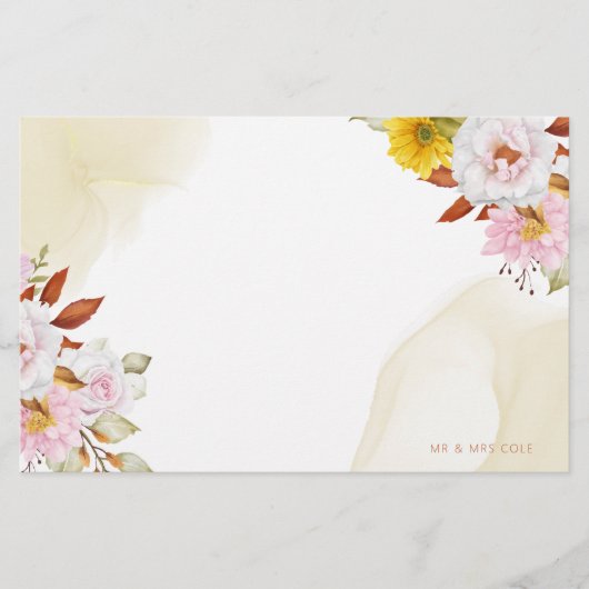 Waterverf bloembladeren briefpapier (Voorkant)