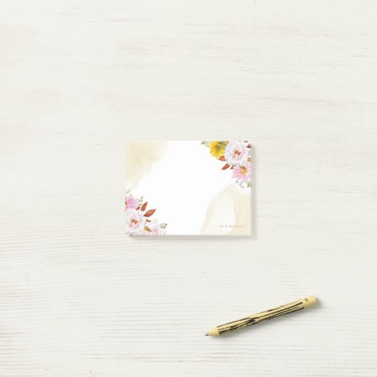 Waterverf bloembladeren post-it® notes (Op bureau)