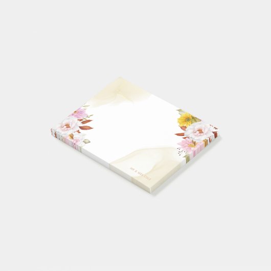 Waterverf bloembladeren post-it® notes (Schuin)