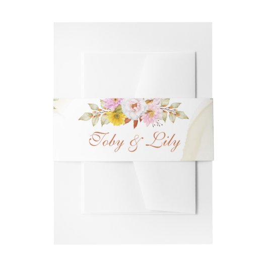 Waterverf bloembladeren uitnodigingen wikkel (Voorkant Voorbeeld)