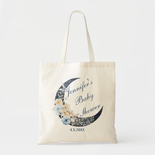 waterverf Bloemblauw Moon Boy baby shower Tote Bag (Voorkant)