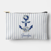 waterverf Bloemblauw Nautische Strepen Naam Chic Etui (Voorkant)