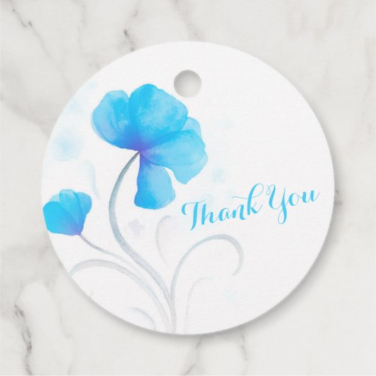 Waterverf bloemblauwe bruiloft dank u bedankjes labels (Achterkant)