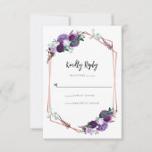Waterverf Bloembloei Paarse bruiloft RSVP Kaartje (Voorkant)