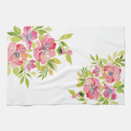 Waterverf bloembloempatroon Keukenhanddoeken (Horizontaal)